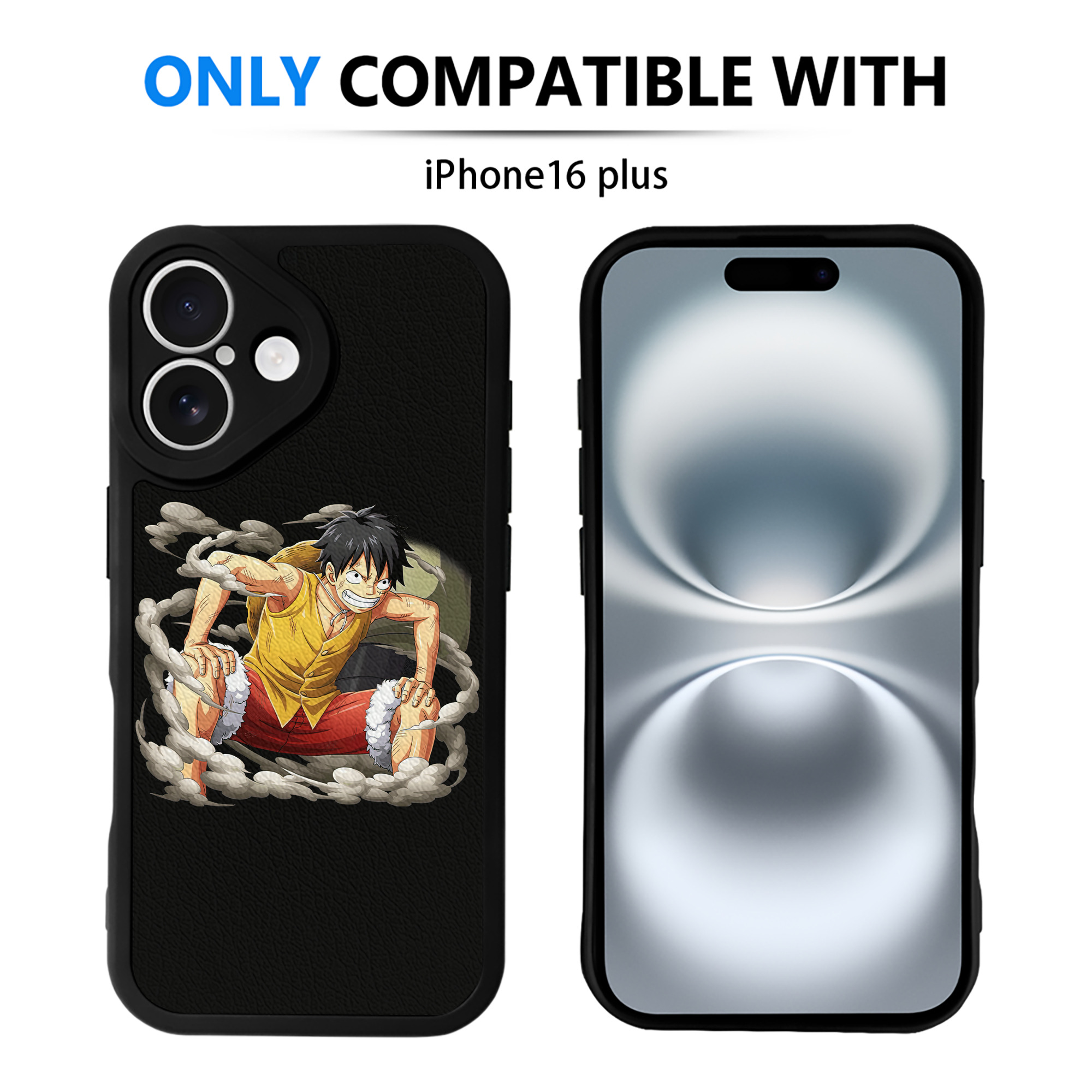 （画像用） ワンピース モンキー・D・ルフィ ONE PIECE Monkey D. Luffy 【iPhone 16シリーズ対応】シリコンスマホケース（レザー調） 材質：シリコン